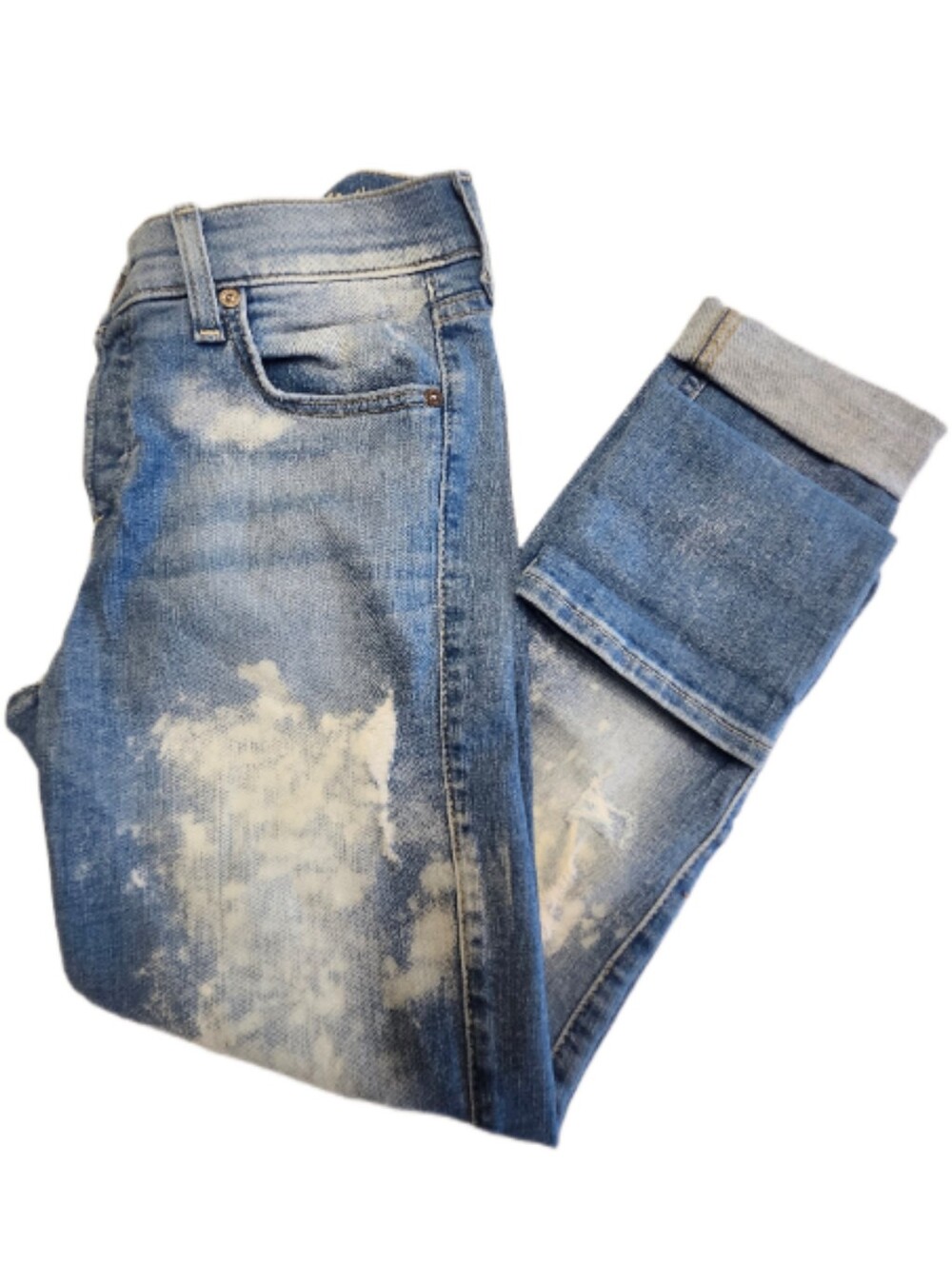 7 For All Mankind Josefina Skinny Boyfriend Bleached Light Wash Jeans, 24